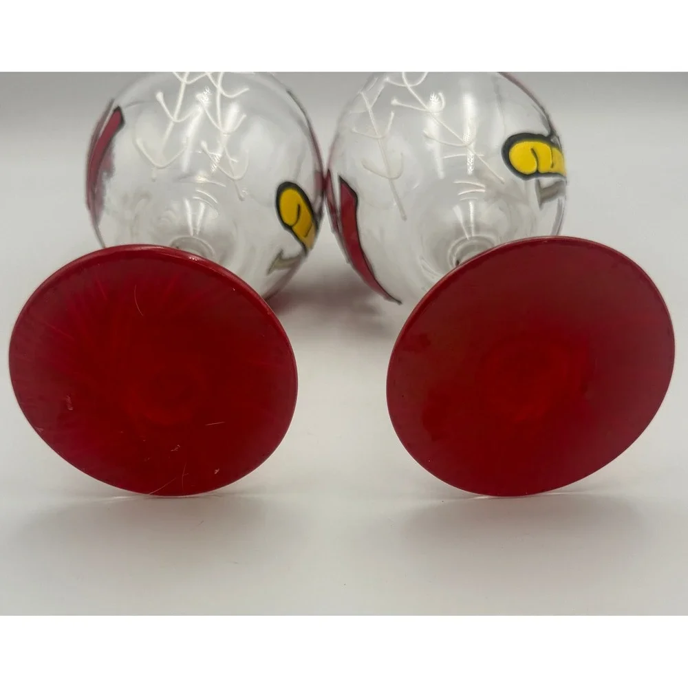 St. Louis Cardinals‎ Wine Glasses Set of 2 Hand Painted MLB Baseball Red Stem